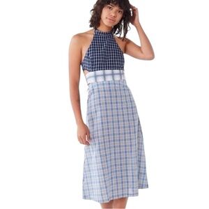 Urban Outfitters Mixed Plaid Halter Midi /maxi Dress patchwork plaid small